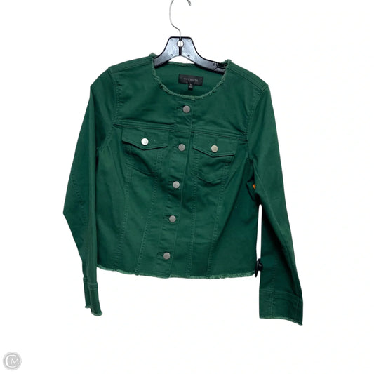 Jacket Denim By Talbots In Green Denim, Size: Xs