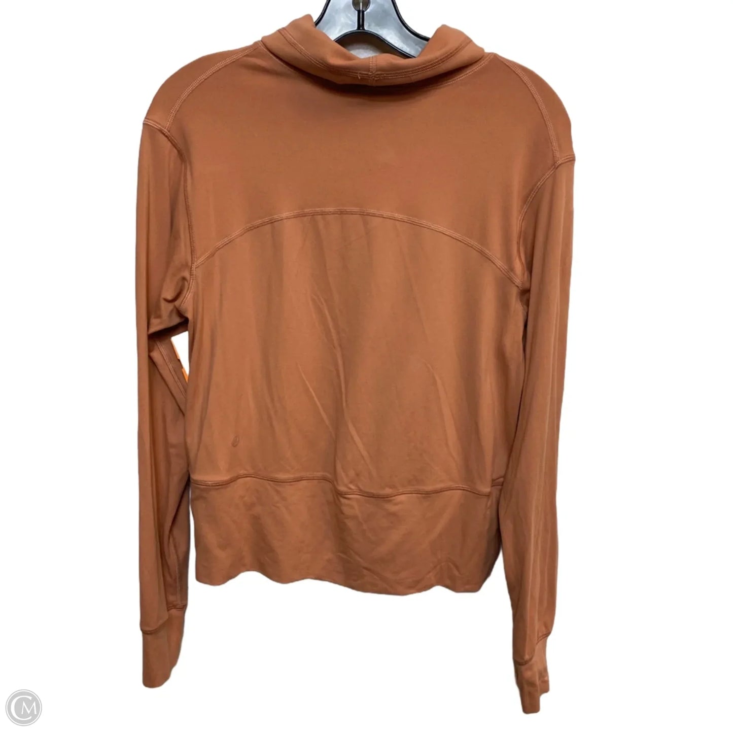 Athletic Top Long Sleeve Collar Designer By Lululemon In Orange, Size: S
