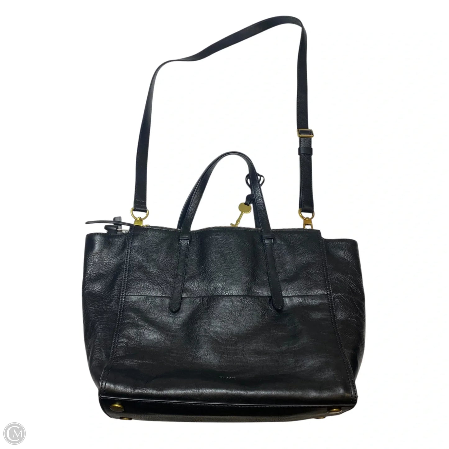 Handbag Leather By Fossil, Size: Large