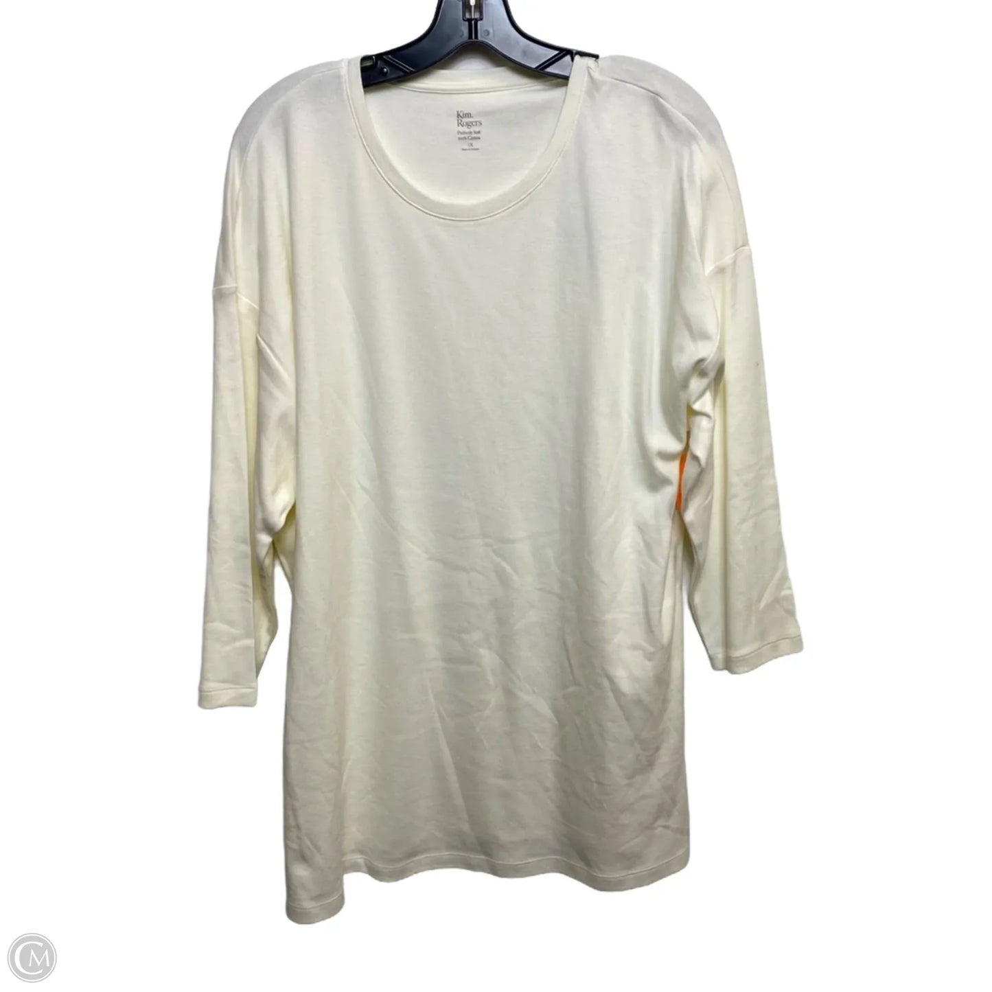 Top 3/4 Sleeve Basic By Kim Rogers In Cream, Size: 1x