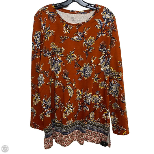 Top 3/4 Sleeve Basic By Kim Rogers In Orange, Size: 1x