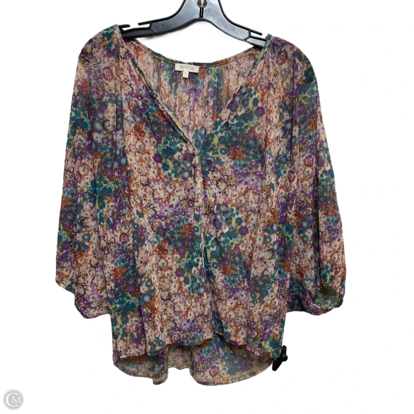 Top Short Sleeve By Weston Wear In Floral Print, Size: S