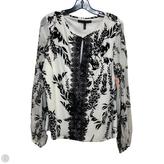 Top Long Sleeve By White House Black Market In Black & White, Size: L