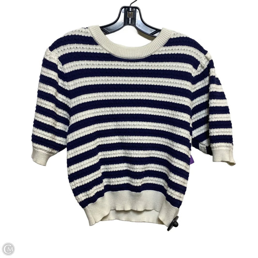 Top Short Sleeve By Zara In Blue & Cream, Size: L