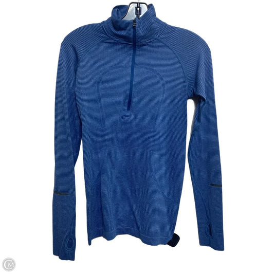 Athletic Top Long Sleeve Collar By Lululemon In  Blue, Size: L