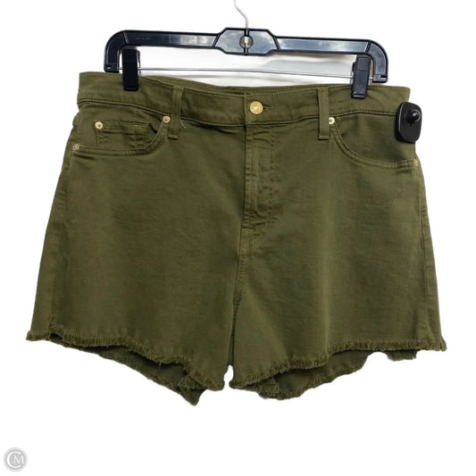 Shorts Designer By 7 For All Mankind In Green Denim, Size: 14