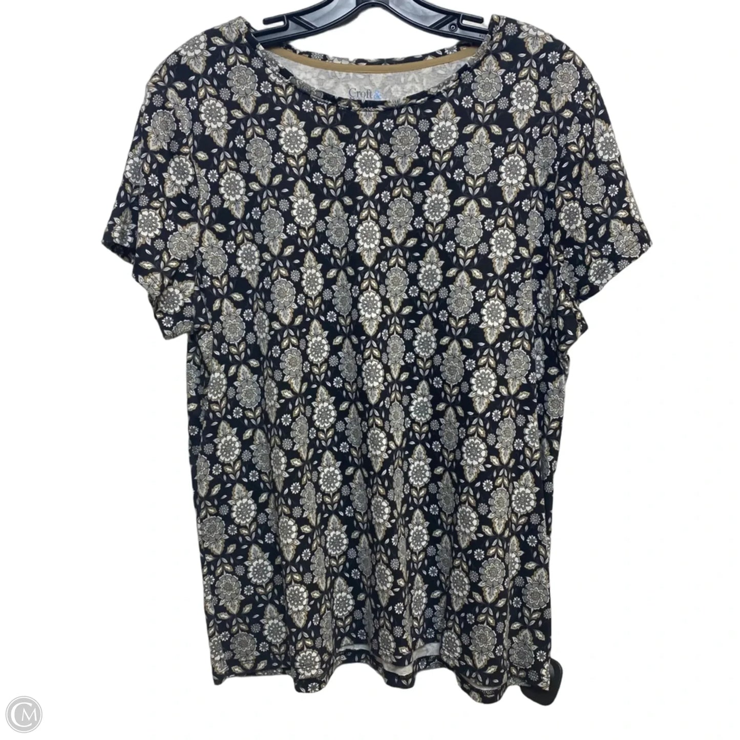 Top Short Sleeve Basic By Croft And Barrow In Black, Size: Xl