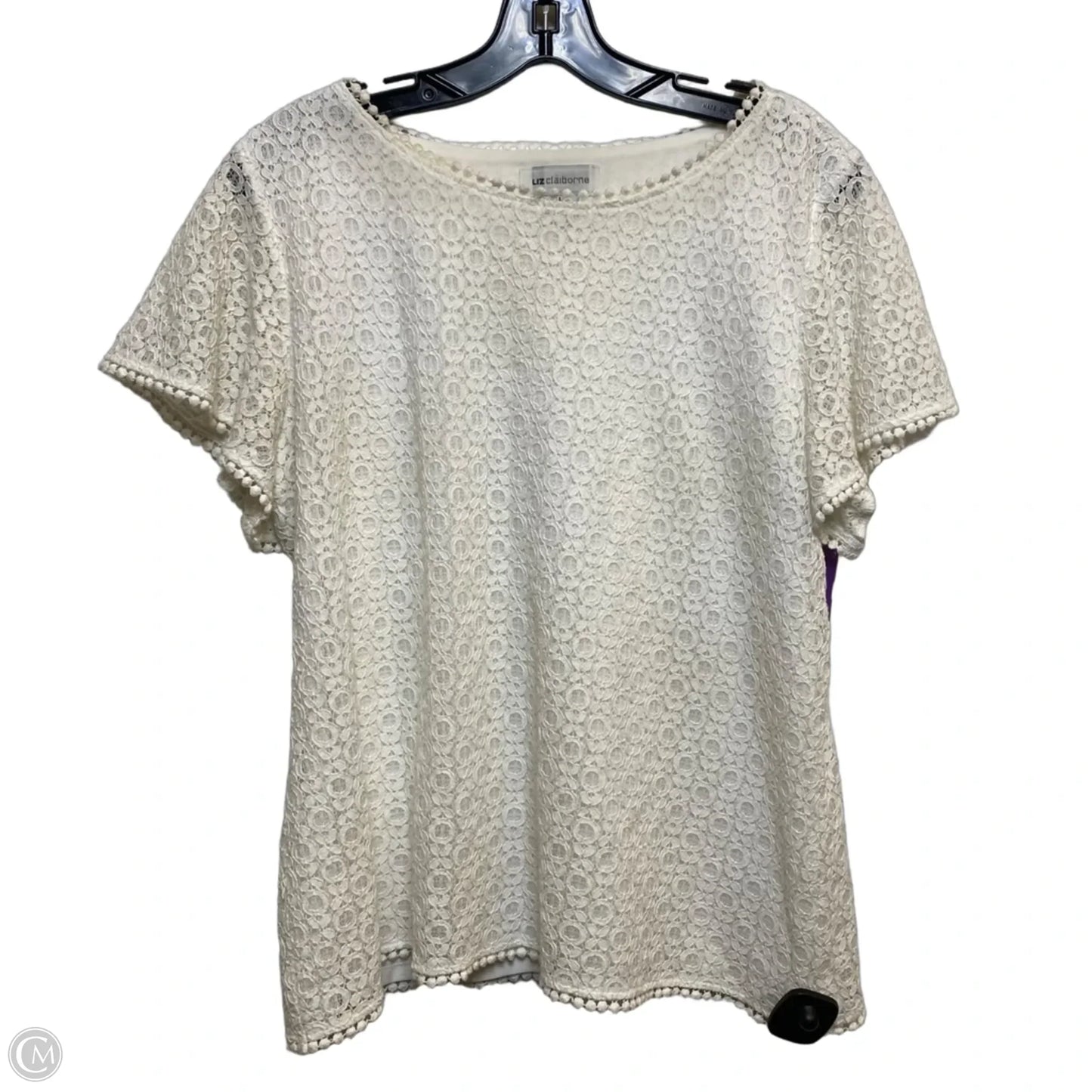 Top Short Sleeve By Liz Claiborne In White, Size: L