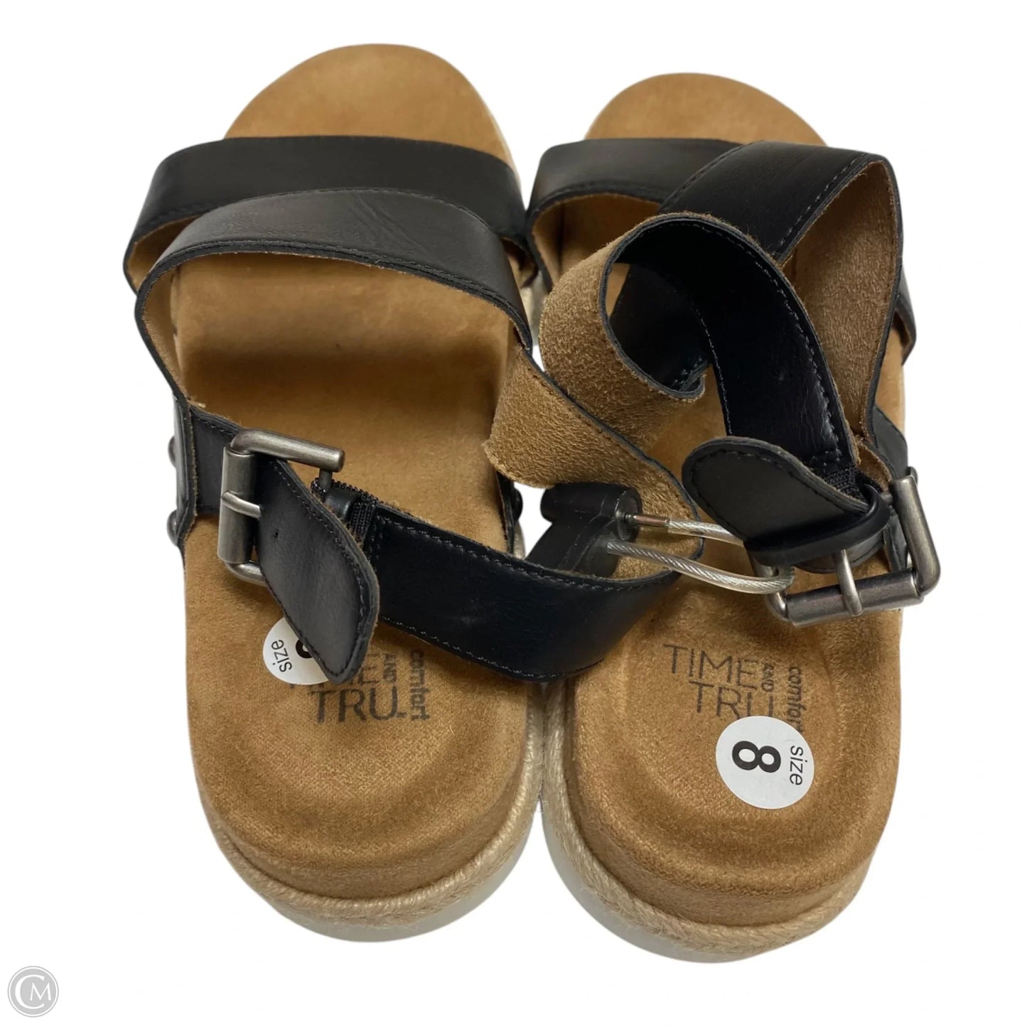 Sandals Heels Platform By Time And Tru In Black, Size: 8