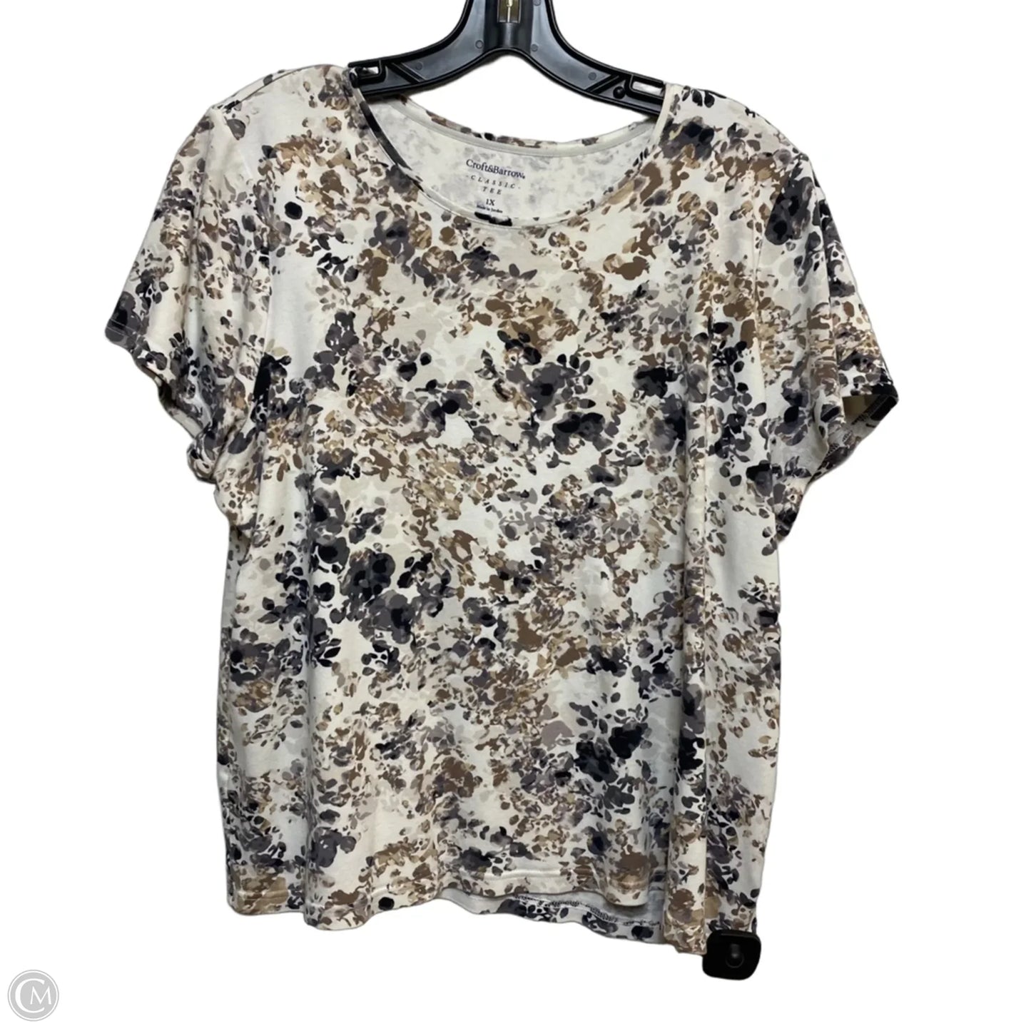 Top Short Sleeve Basic By Croft And Barrow In Cream, Size: 1x