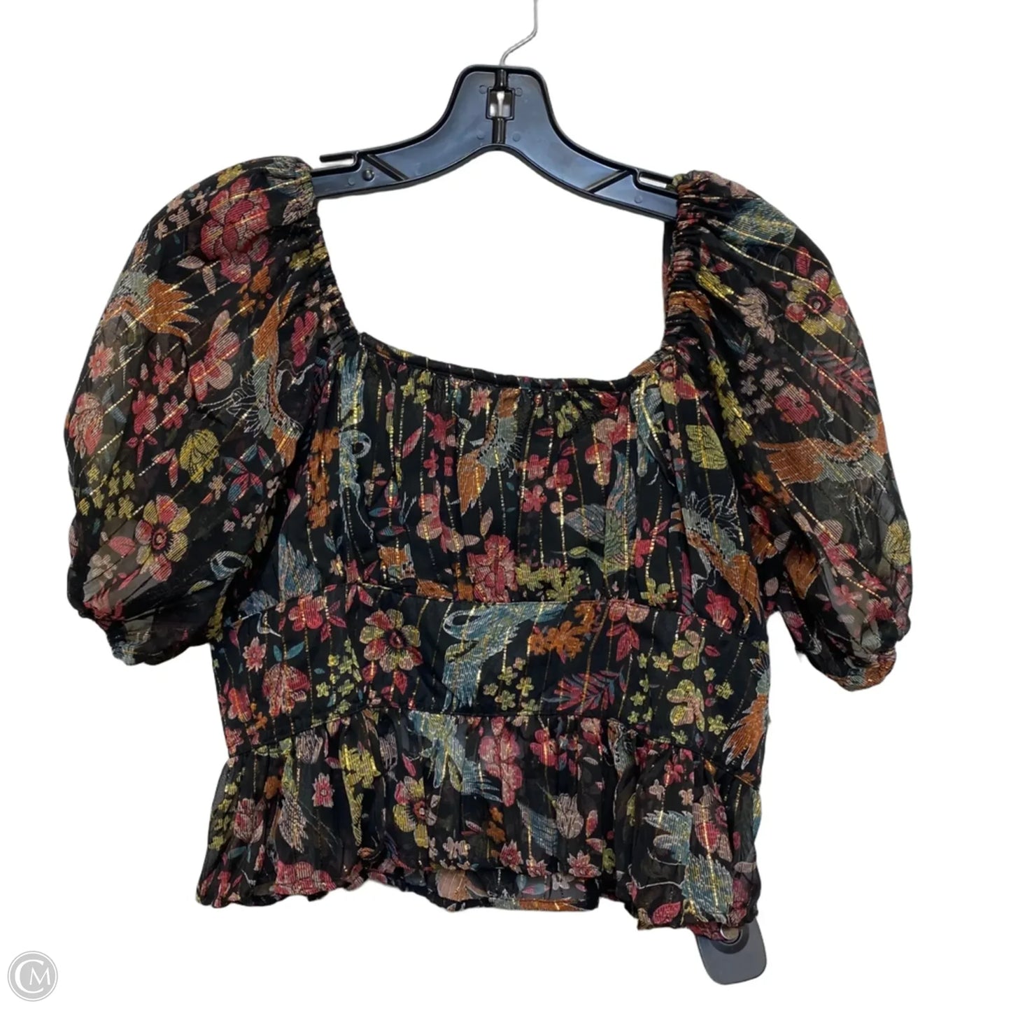Top Short Sleeve By Angie In Black, Size: L