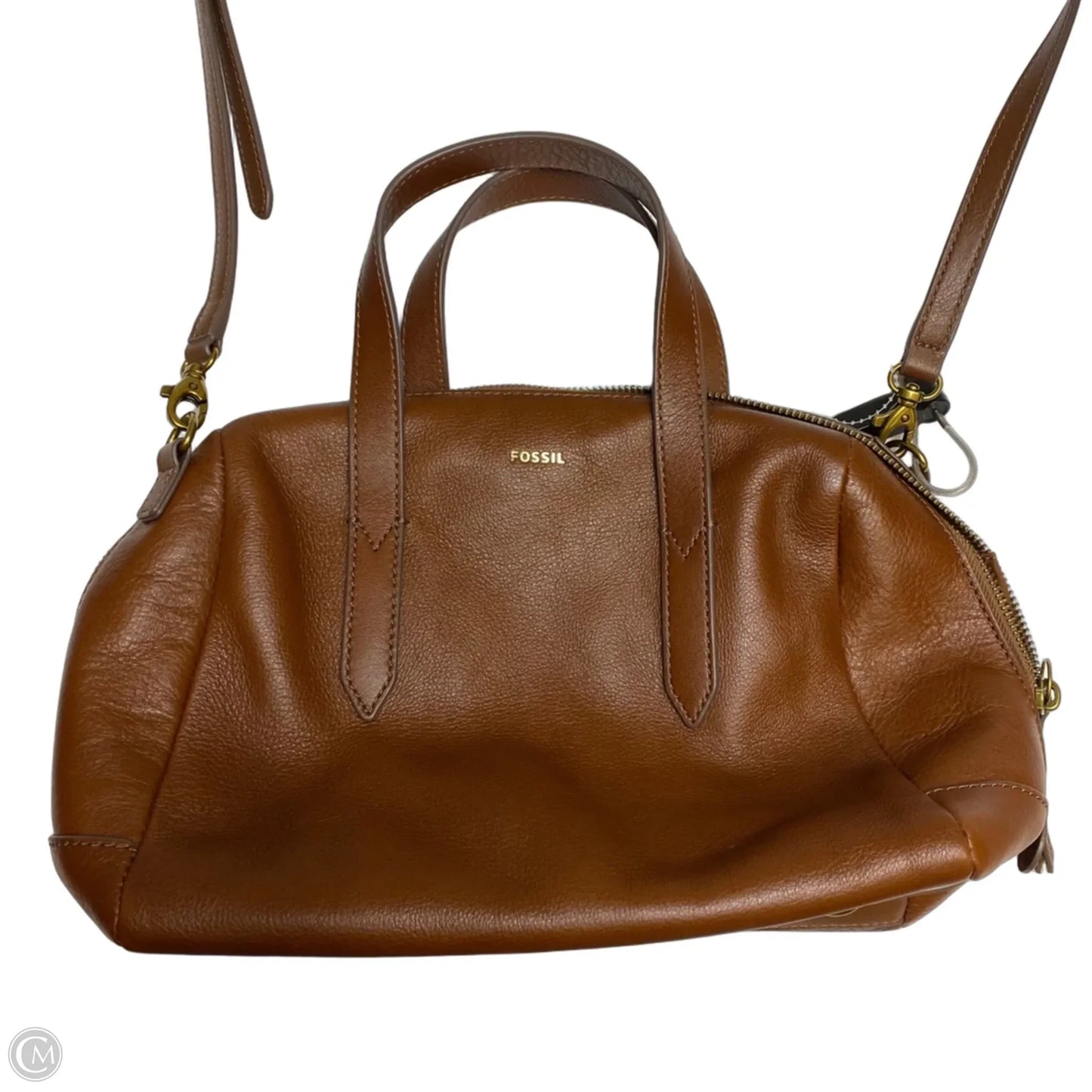 Handbag Leather By Fossil, Size: Medium