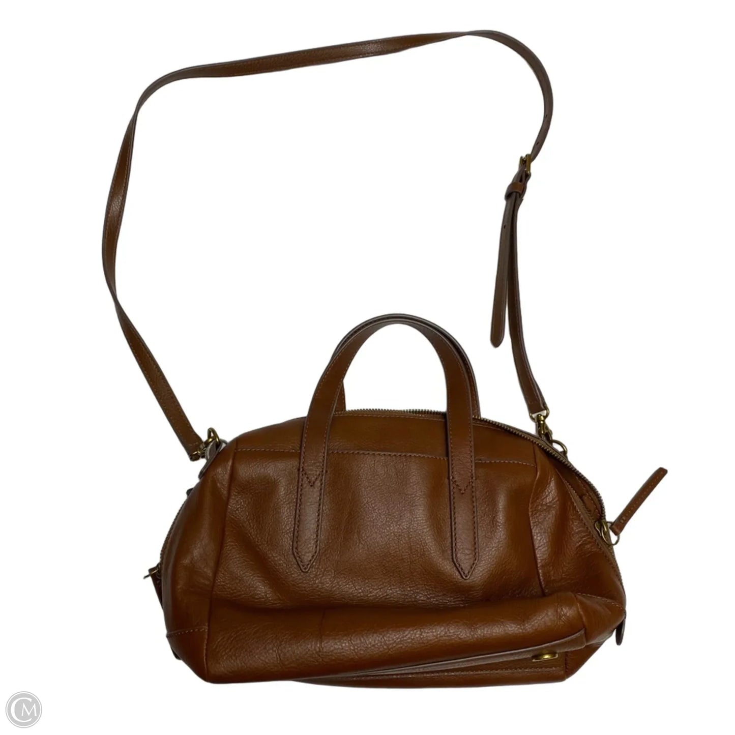 Handbag Leather By Fossil, Size: Medium