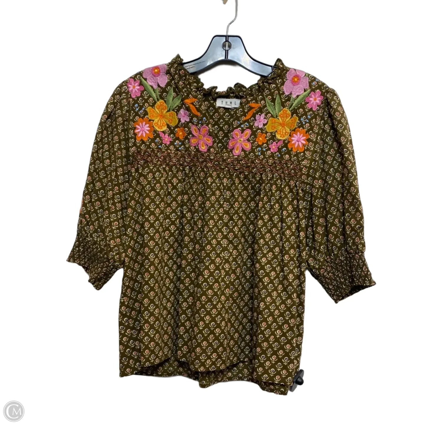 Top Short Sleeve By Thml In Green, Size: L