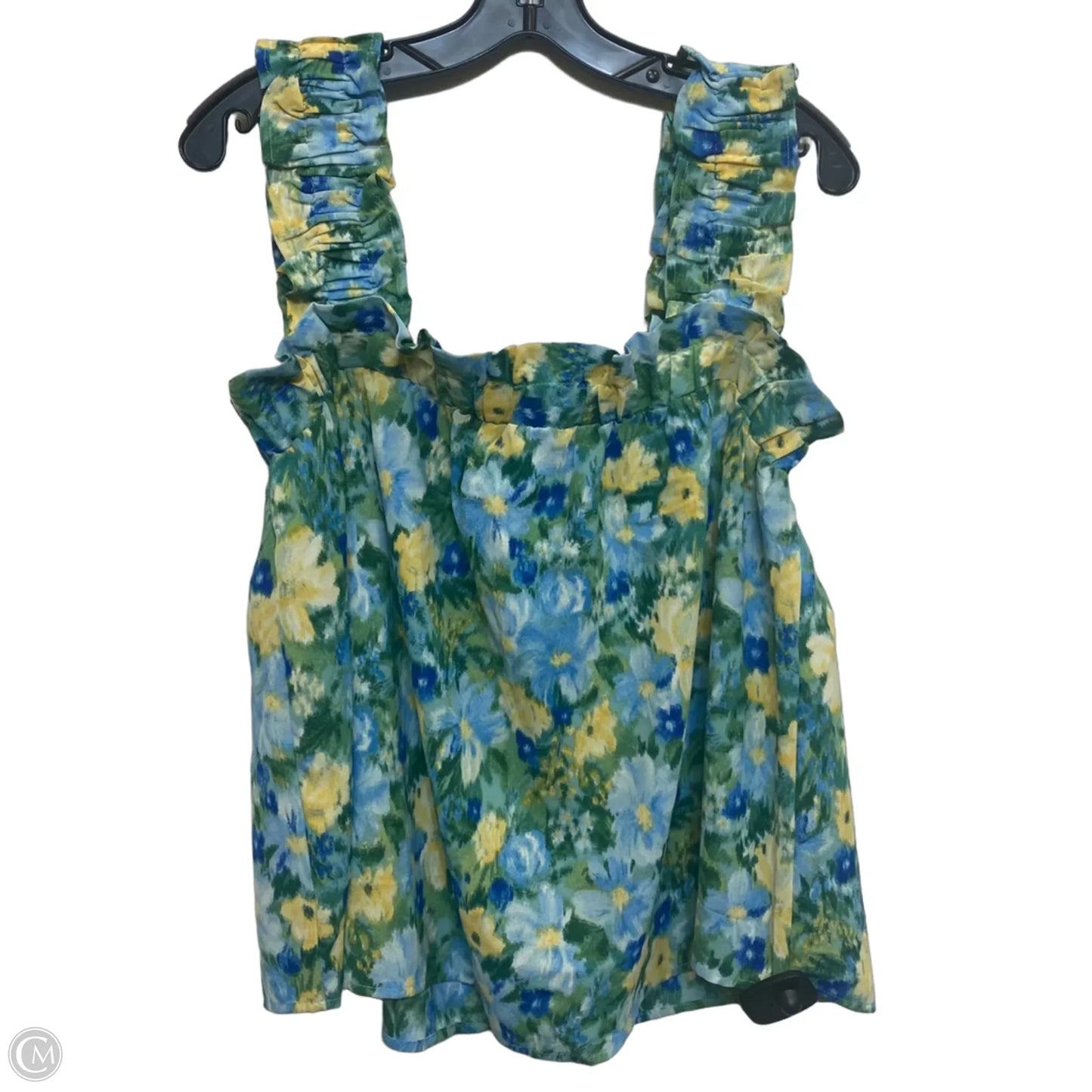Top Sleeveless By Blu Pepper In Blue & Green, Size: L