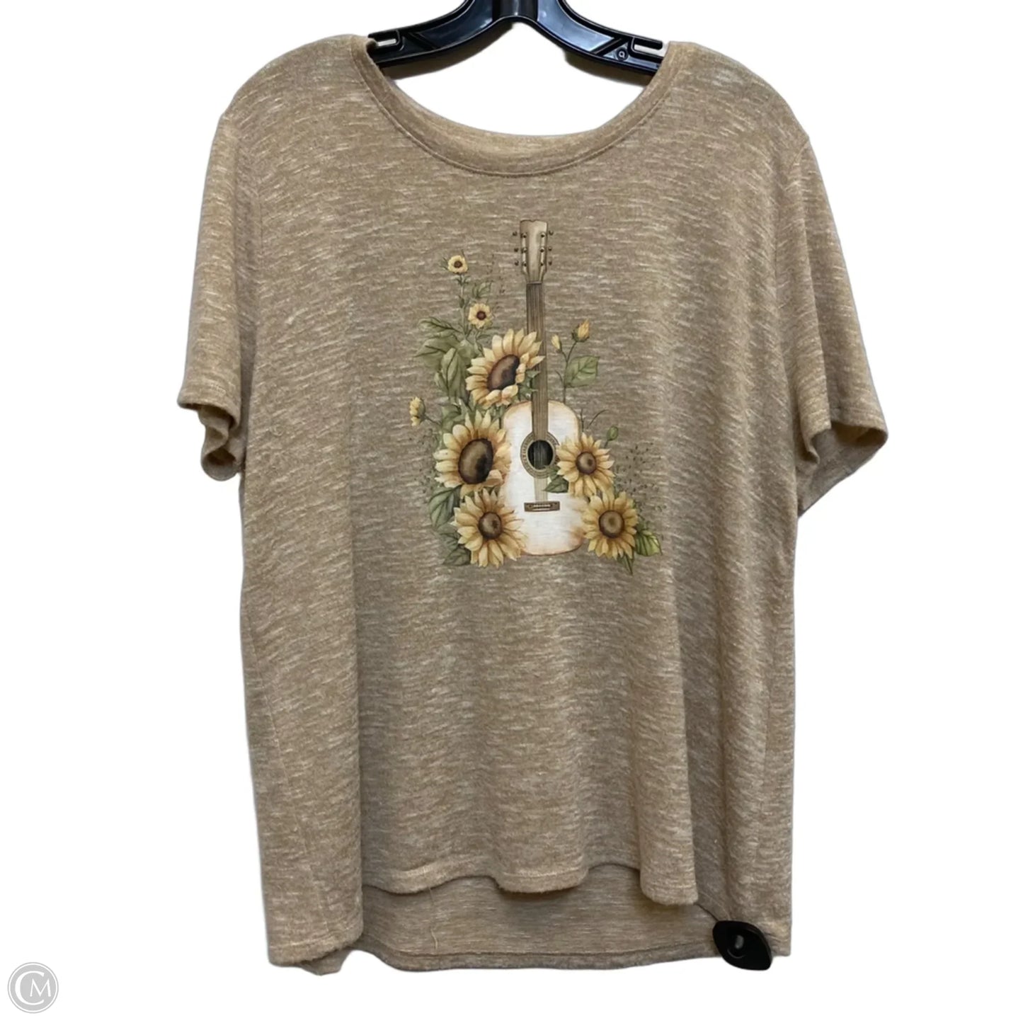 Top Short Sleeve By Cato In Tan, Size: L