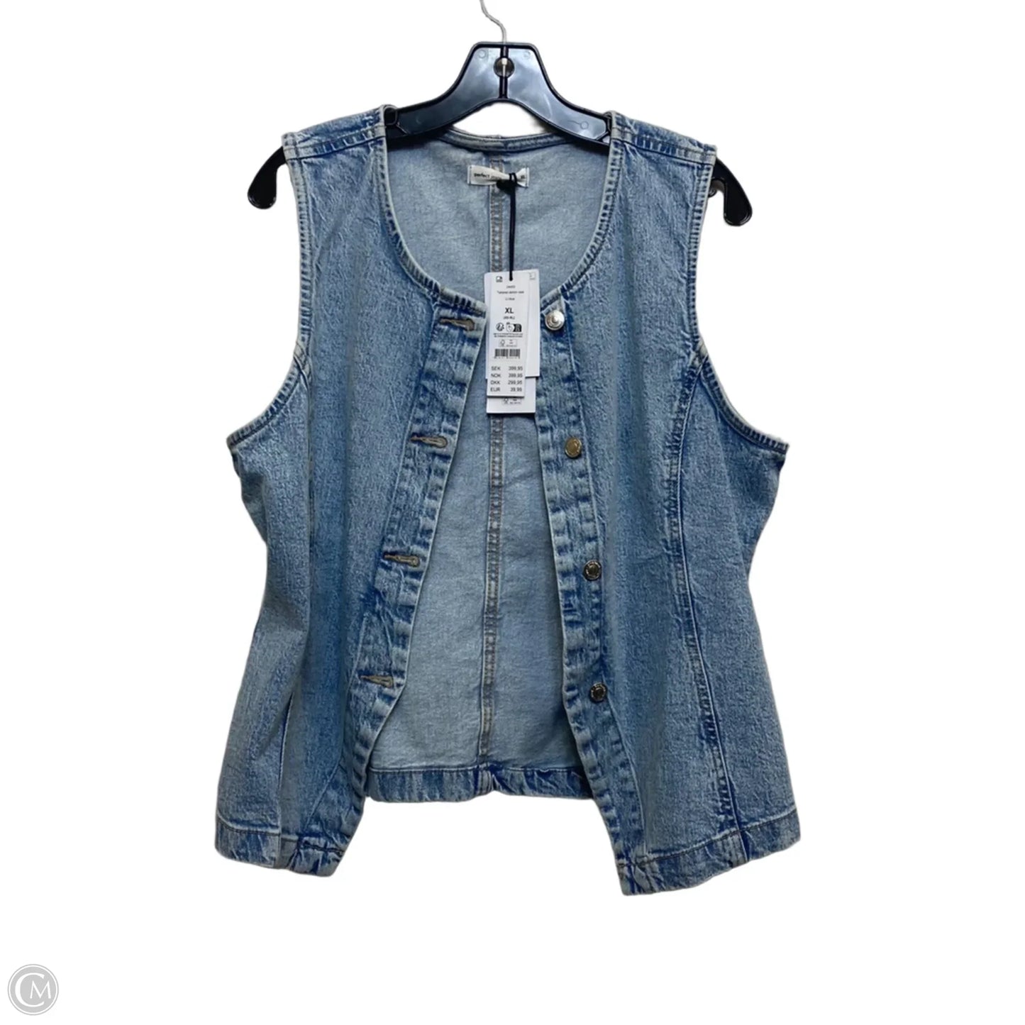 Top Sleeveless By Perfect Jeans In Blue Denim, Size: Xl