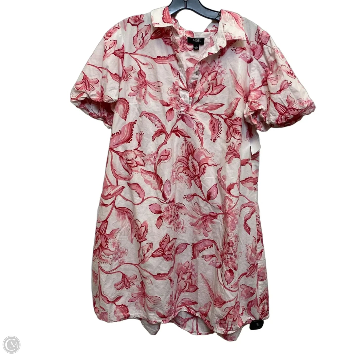 Dress Casual Short By Msk In Pink & White, Size: L