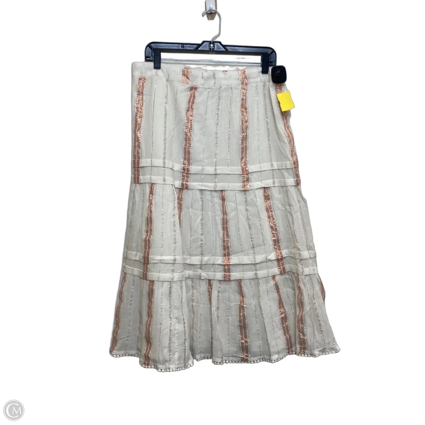 Skirt Set 2pc By Versona In Cream & Pink, Size: L