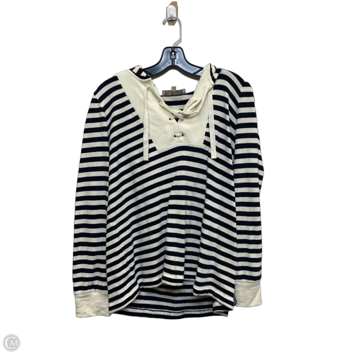 Sweatshirt Hoodie By Loft In Striped Pattern, Size: L