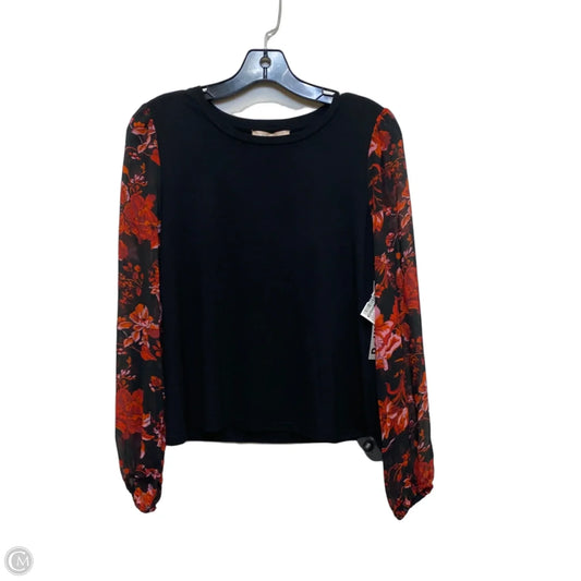 Top Long Sleeve By Philosophy In Black & Red, Size: Mp