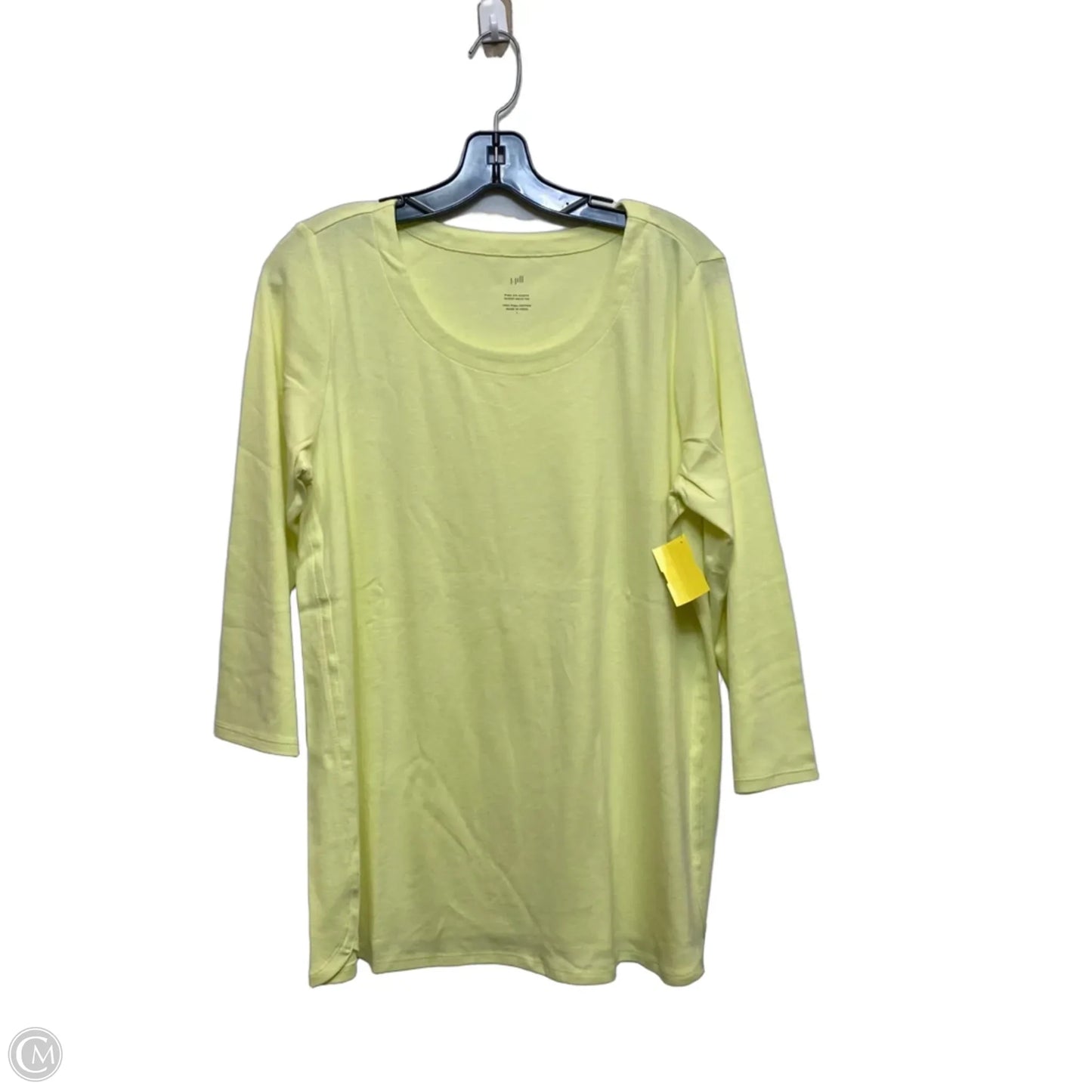 Top 3/4 Sleeve Basic By J. Jill In Yellow, Size: L