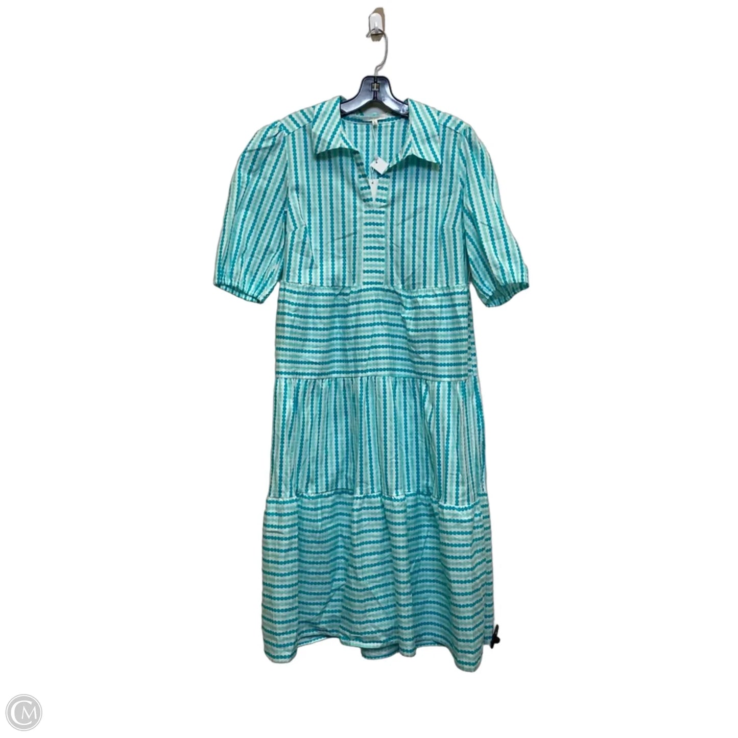 Dress Casual Midi By Pine Proper In Blue & White, Size: L