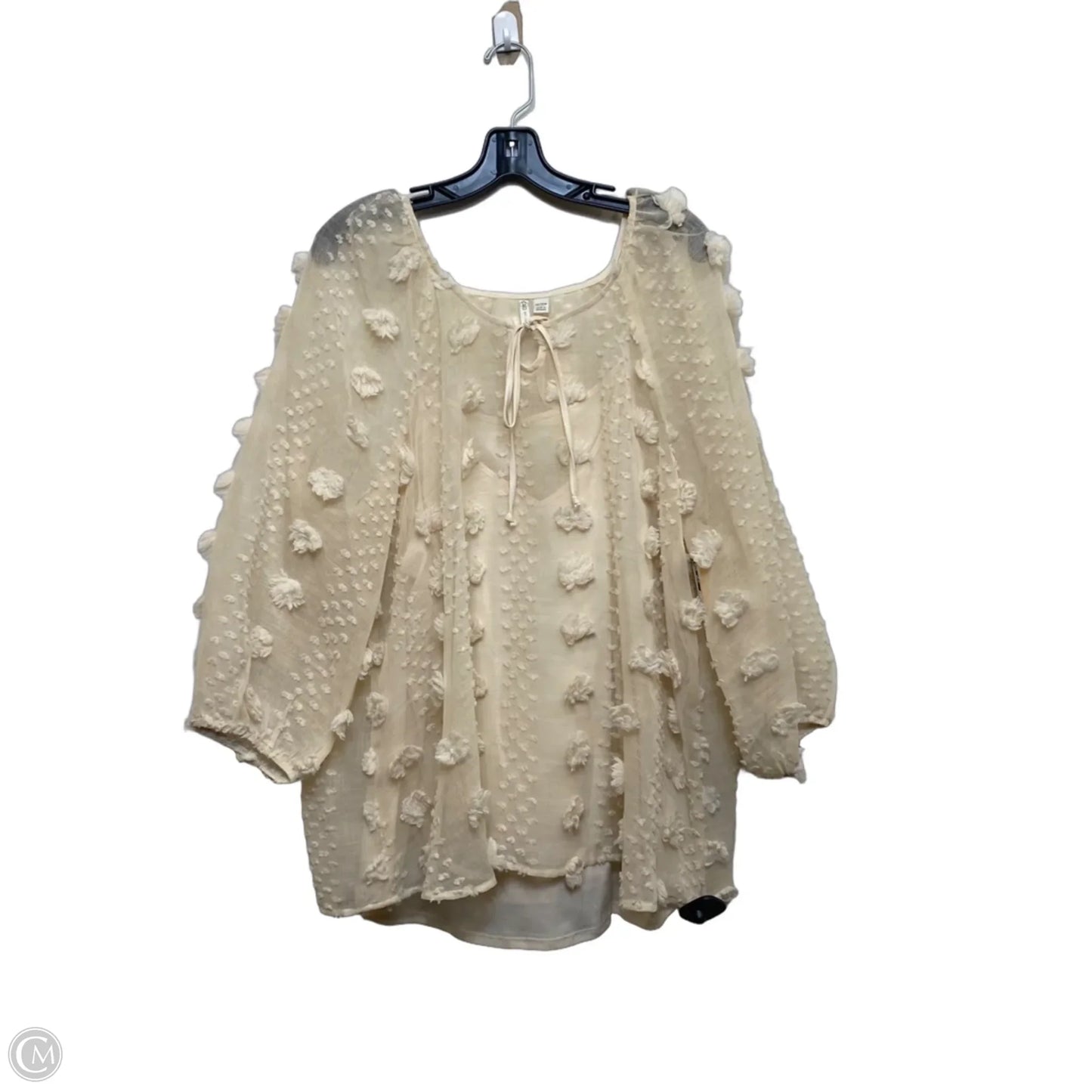Top 3/4 Sleeve By Cato In Cream, Size: 1x