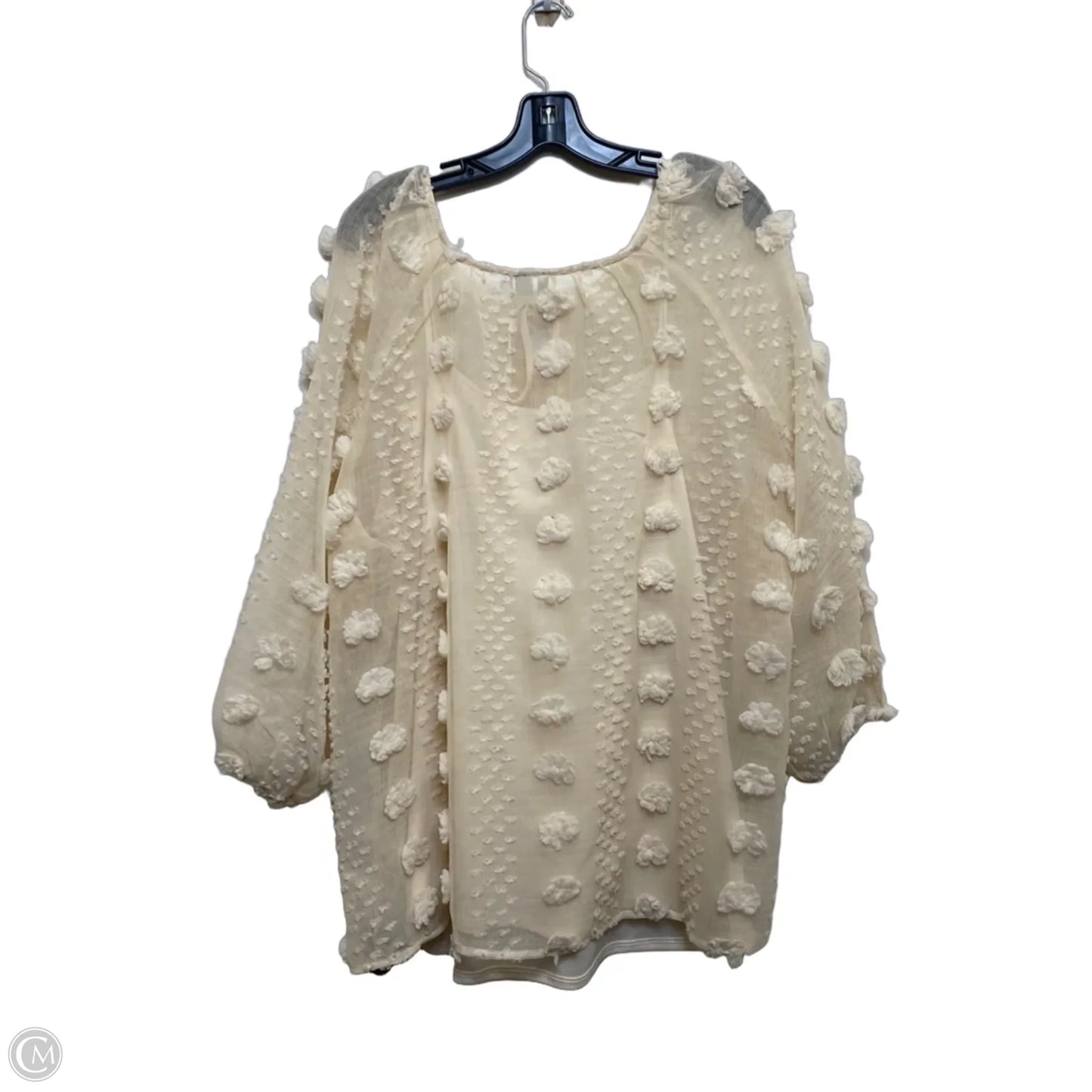 Top 3/4 Sleeve By Cato In Cream, Size: 1x