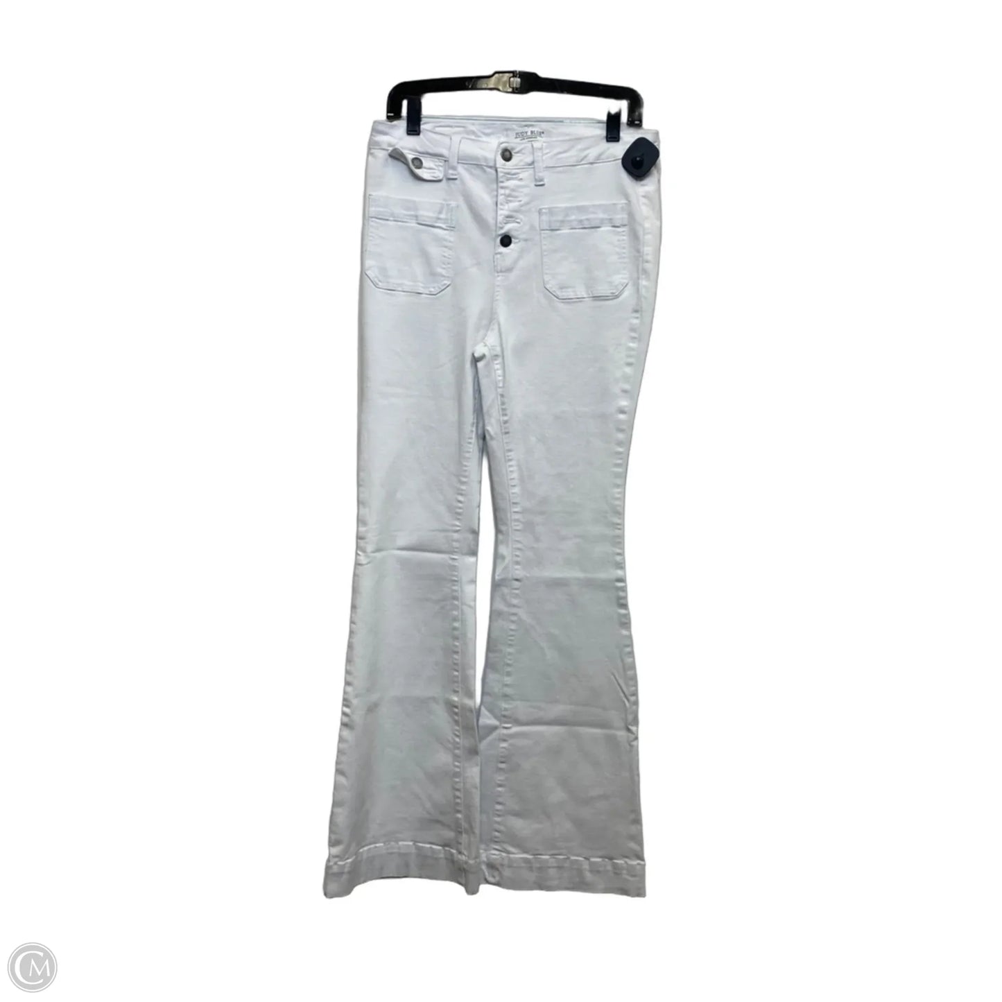 Jeans Flared By Judy Blue In White Denim, Size: 8