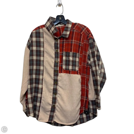 Top Long Sleeve By Eesome In Red & Tan, Size: M