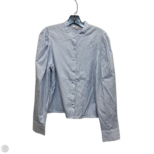 Top Long Sleeve By Madewell In Blue & White, Size: M