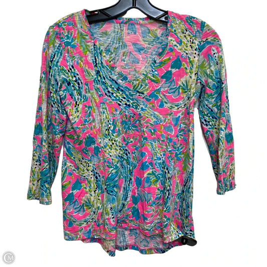 Top 3/4 Sleeve Designer By Lilly Pulitzer In Multi-colored, Size: Xxs