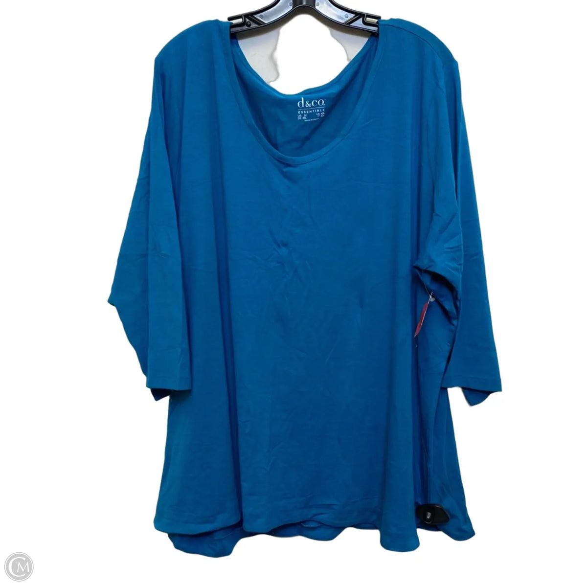 Top 3/4 Sleeve Basic By D&co. In Blue, Size: 3x