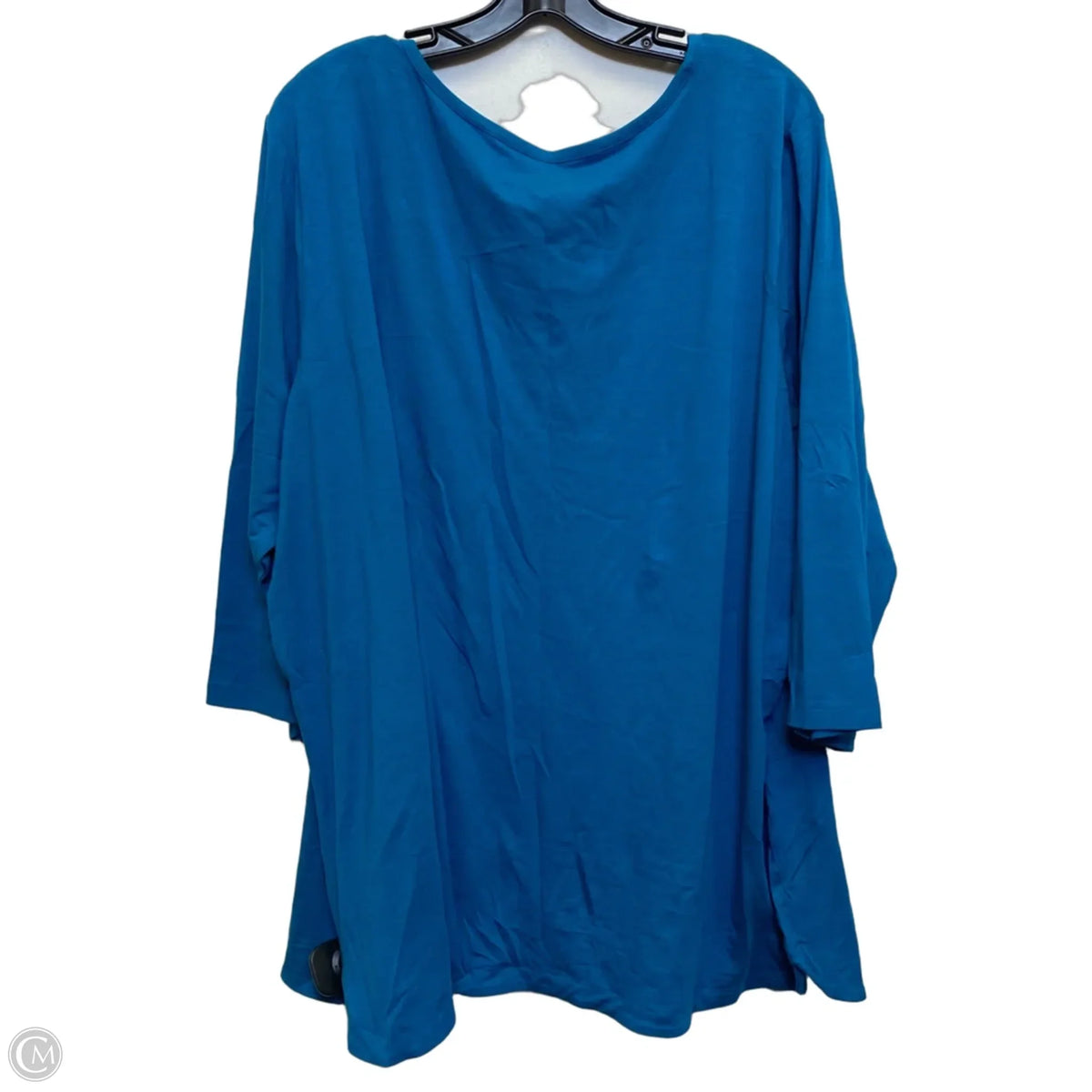 Top 3/4 Sleeve Basic By D&co. In Blue, Size: 3x