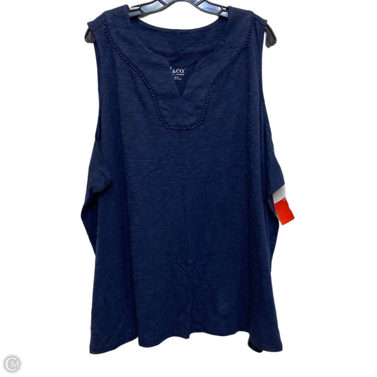Top Sleeveless By D&co. In Blue, Size: 4x