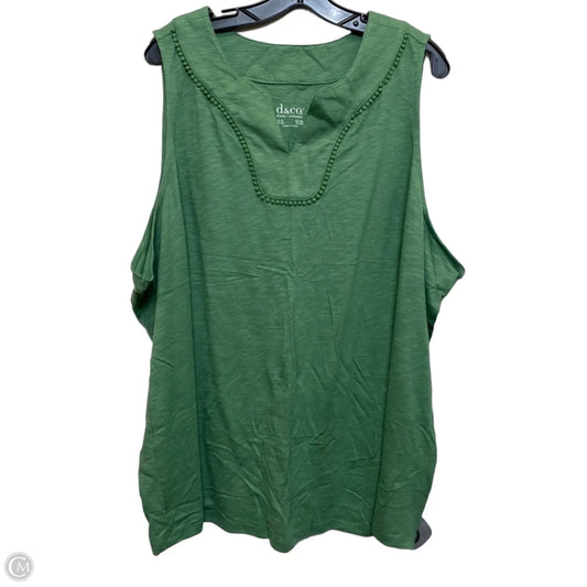 Top Sleeveless By D&co. In Green, Size: 3x