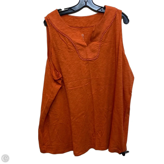Top Sleeveless By D&co. In Orange, Size: 3x