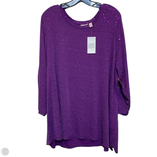 Top 3/4 Sleeve By Logo In Purple, Size: 4x
