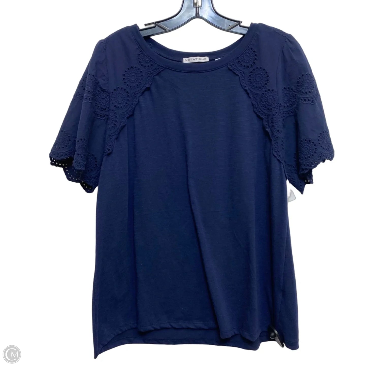 Top Short Sleeve By Notations In Blue, Size: Xl