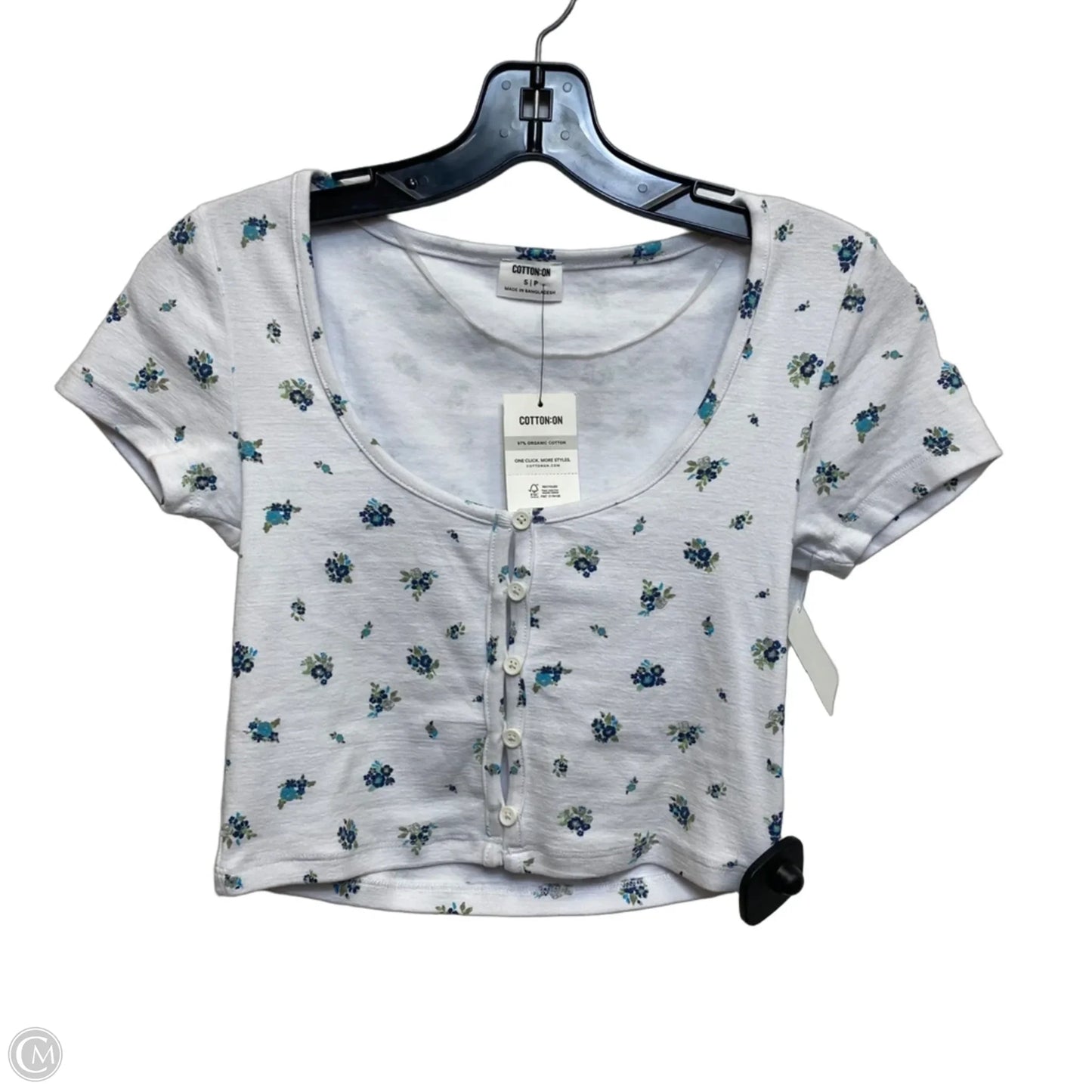 Top Short Sleeve By Cotton On In Blue & White, Size: S