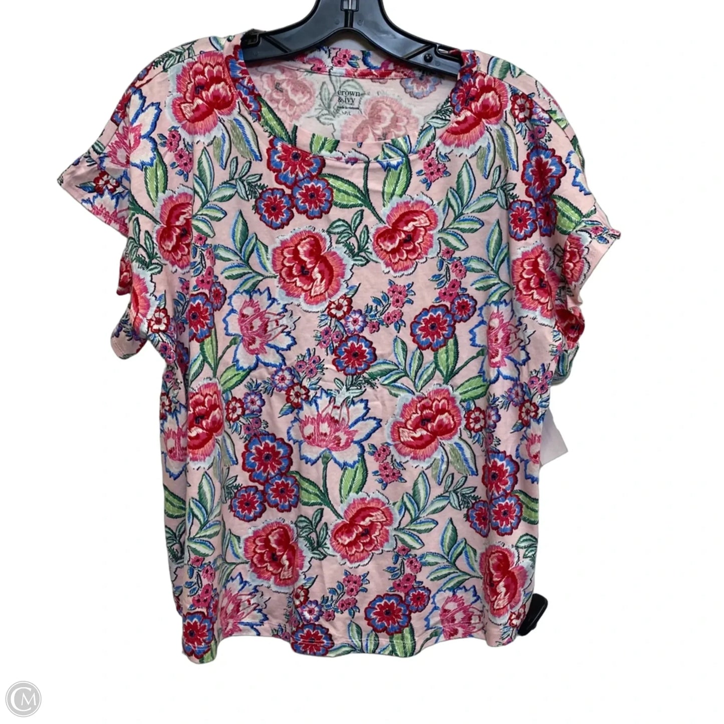 Top Short Sleeve By Crown And Ivy In Pink & Red, Size: Lp
