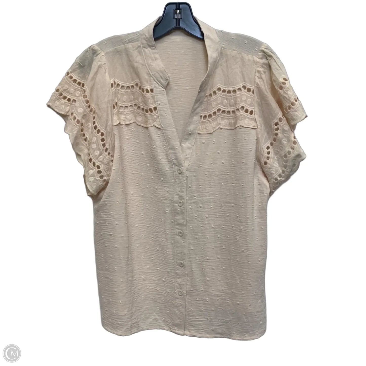 Top Short Sleeve By Cmf In Peach, Size: L