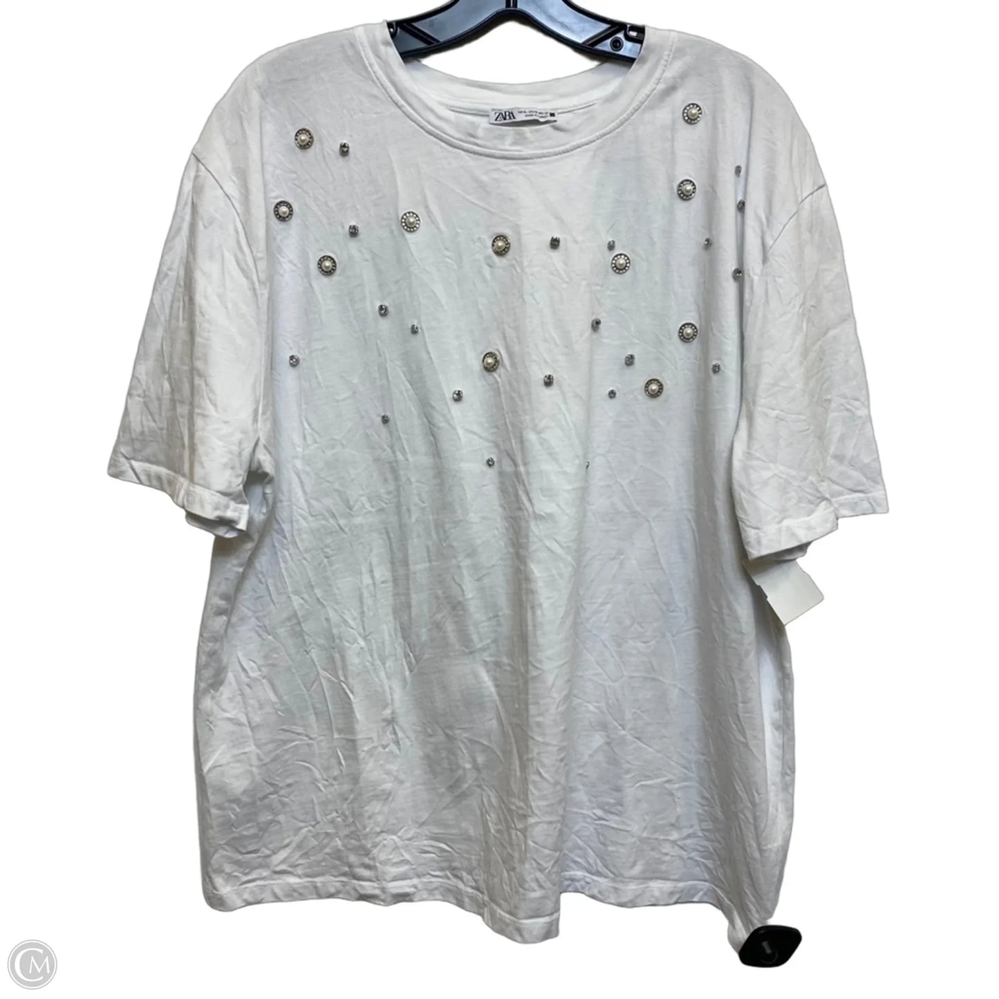 Top Short Sleeve By Zara In White, Size: Xl