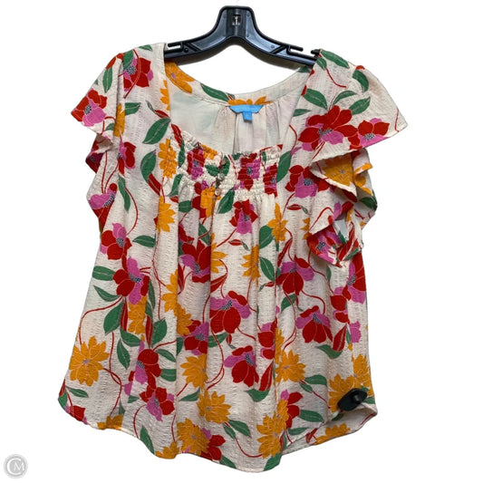 Top Short Sleeve By Draper James In Orange & Pink, Size: Xl