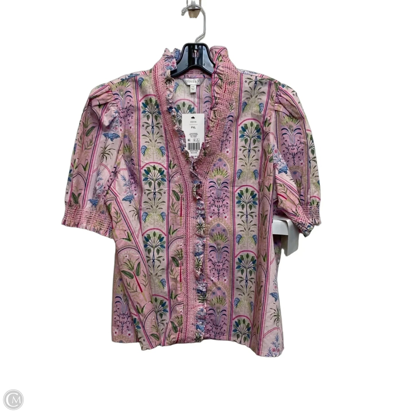Top Short Sleeve By Crown And Ivy In Green & Pink, Size: Xlp