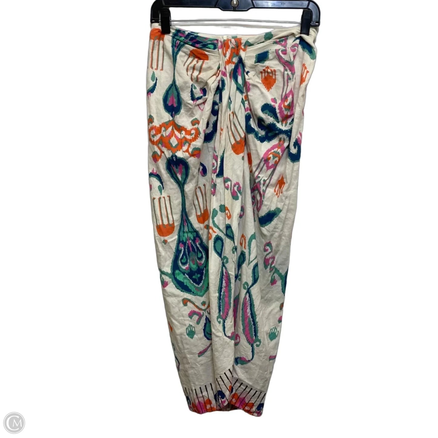 Skirt Midi By Zara In Cream & Orange, Size: S