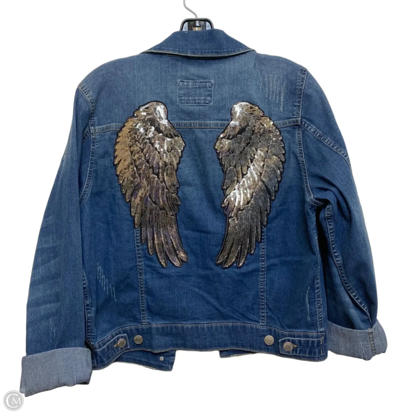 Jacket Denim By Clothes Mentor In Blue & White, Size: Xl