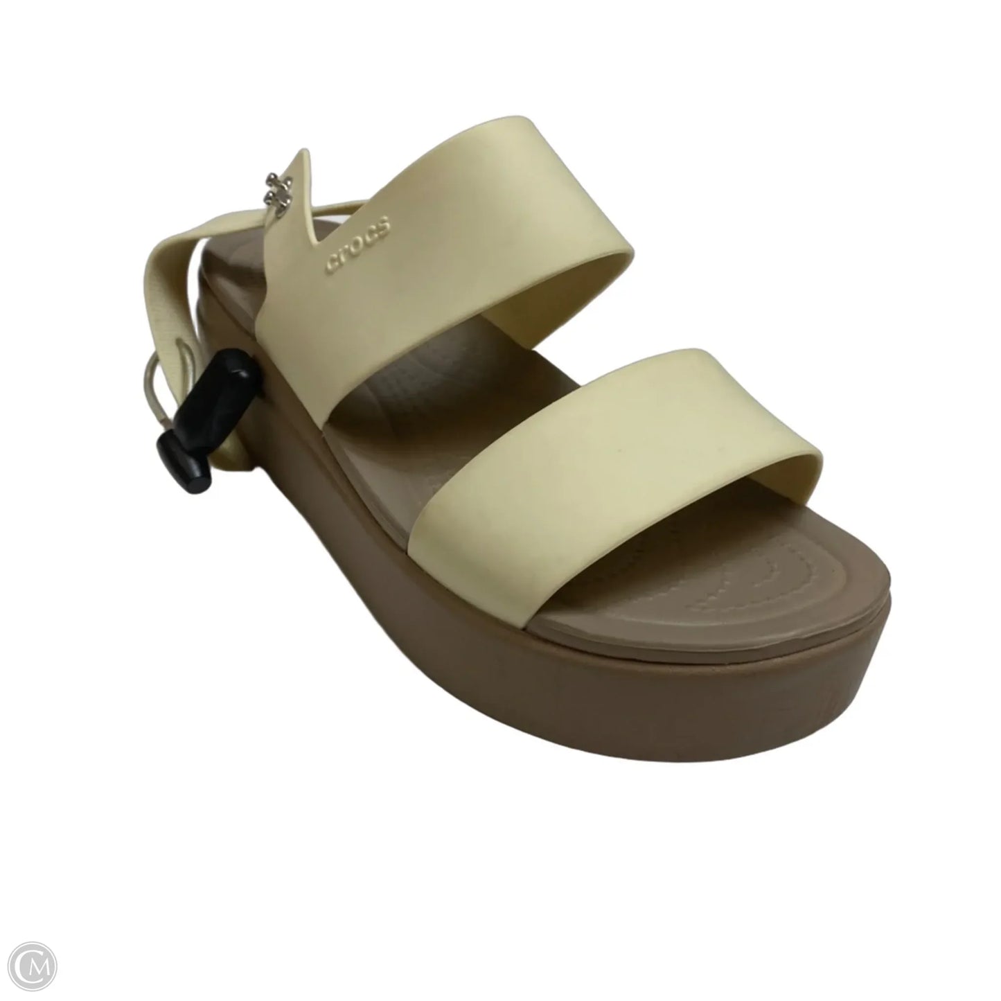 Sandals Heels Platform By Crocs In Cream, Size: 9