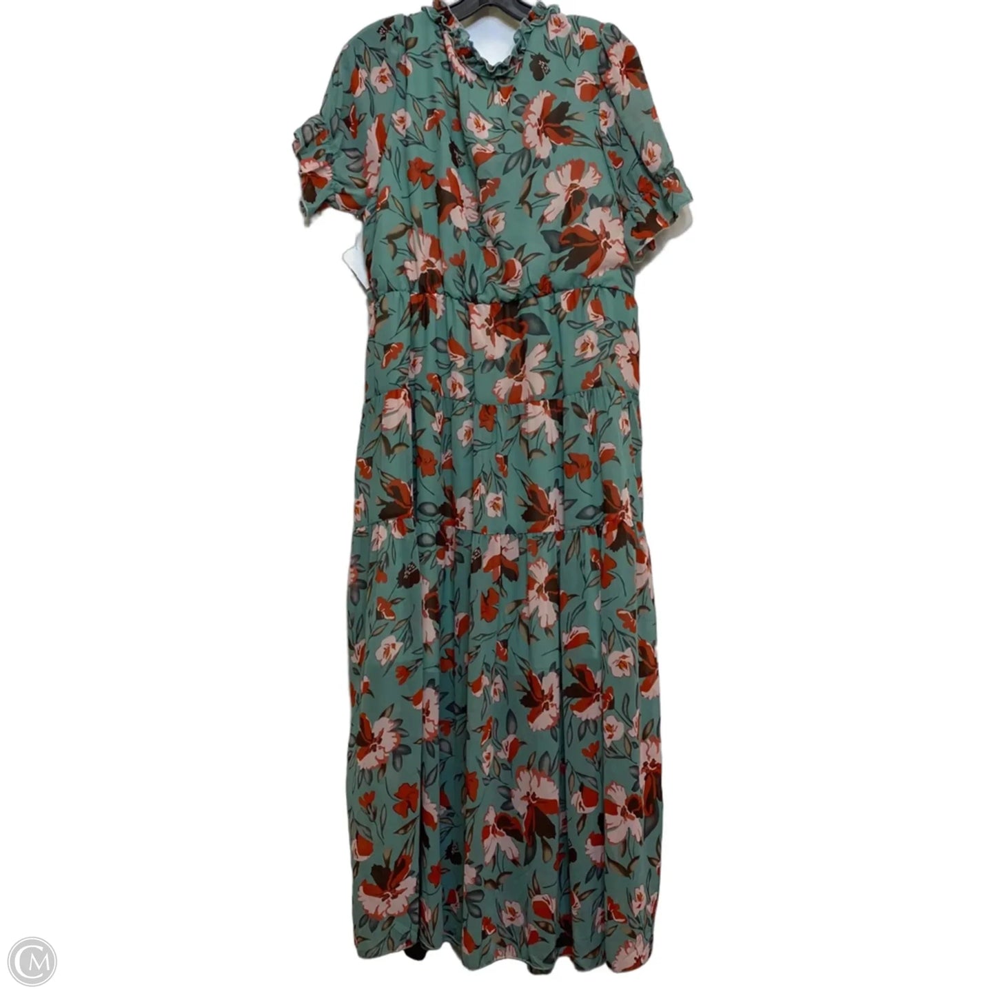 Dress Casual Maxi By Clothes Mentor In Green & Orange, Size: Xl